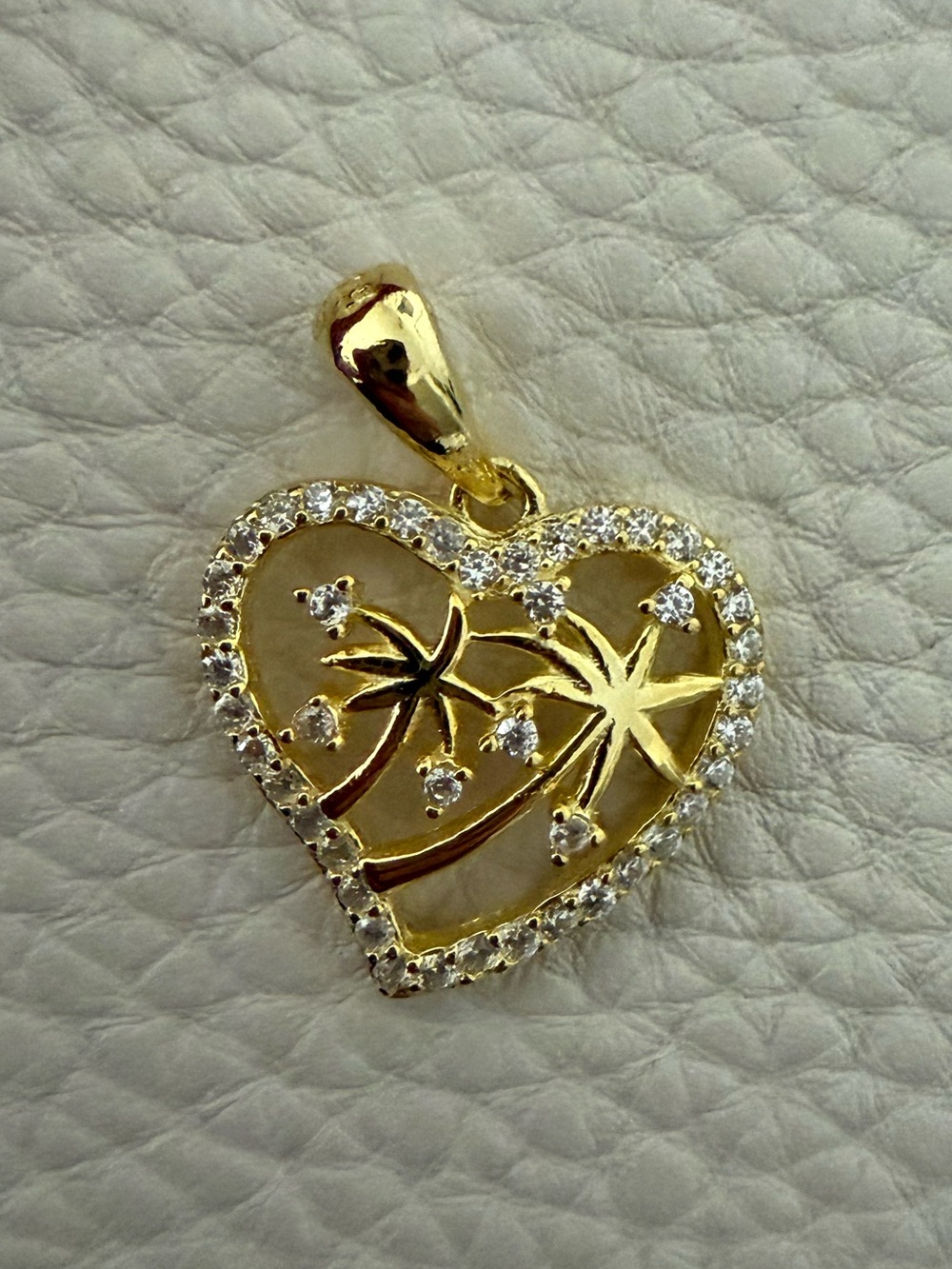14K Gold-Filled over Sterling Silver Heart Pendant with Palm Tree Motif
